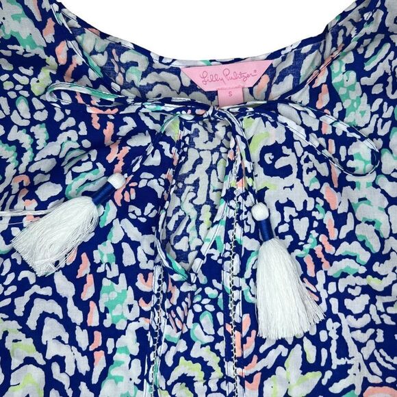 Lilly Pulitzer Kahli Blue Grotto Bell Sleeve Top Size Small ML-114 - Picture 8 of 12